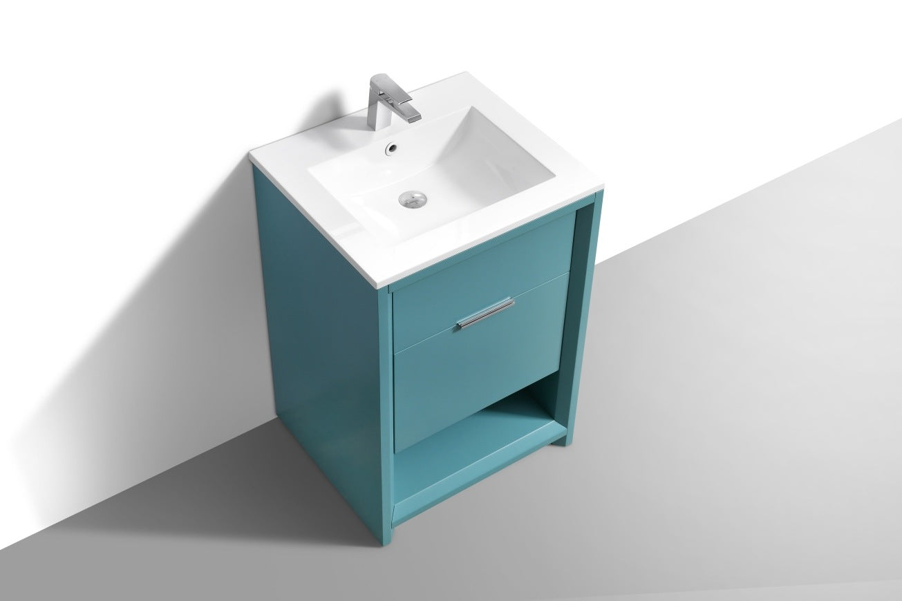 24″ Inch Nudo Kubebath Modern Bathroom Vanity In Teal Green Finish