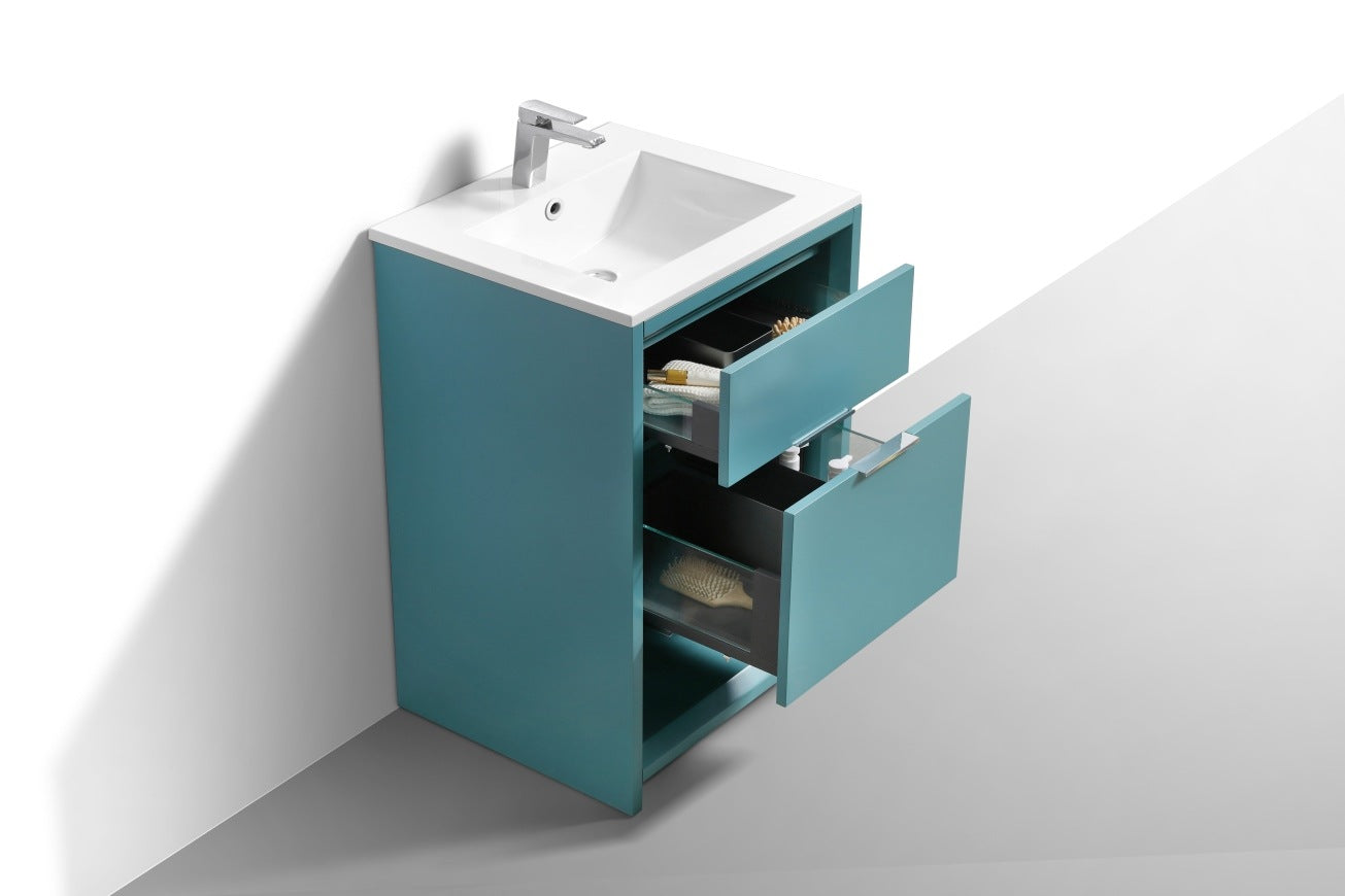 24″ Inch Nudo Kubebath Modern Bathroom Vanity In Teal Green Finish