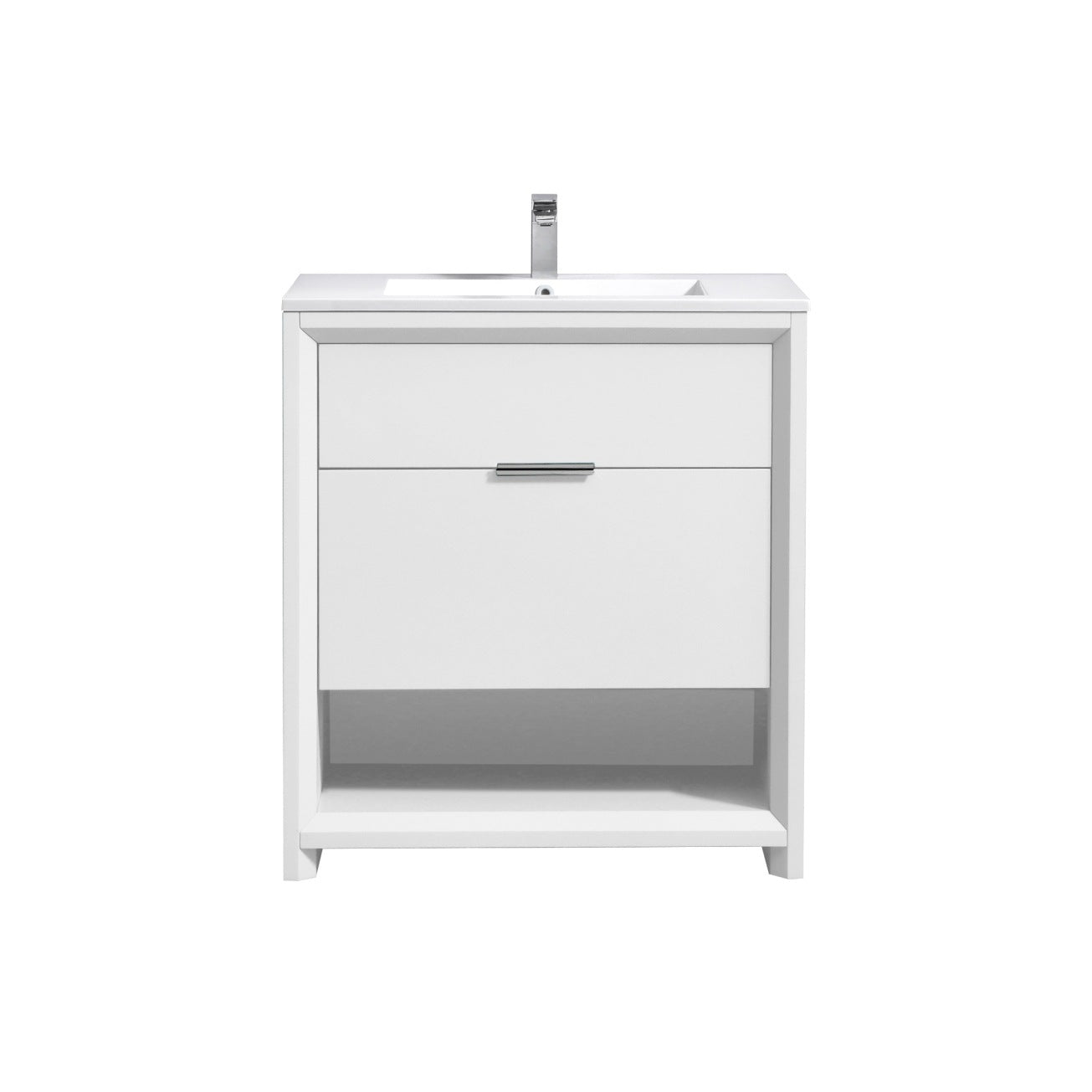 32″ Inch Nudo Kubebath Modern Bathroom Vanity In High Gloss White Finish