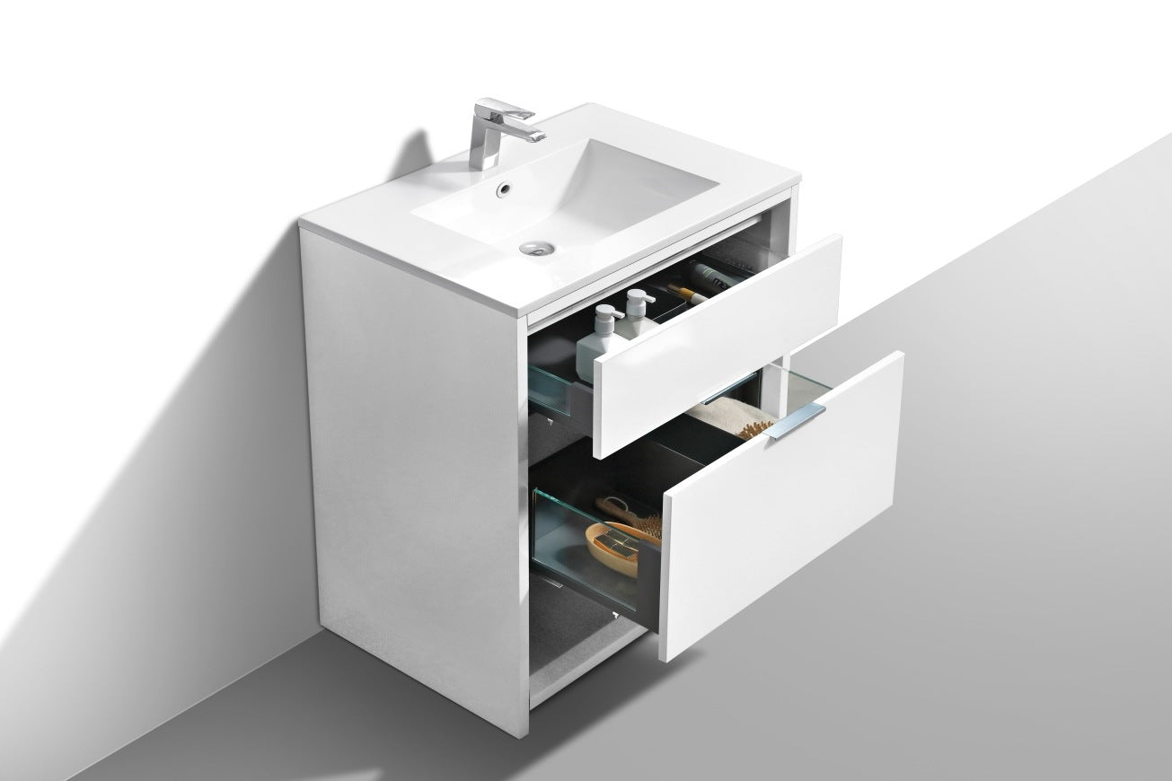 32″ Inch Nudo Kubebath Modern Bathroom Vanity In High Gloss White Finish