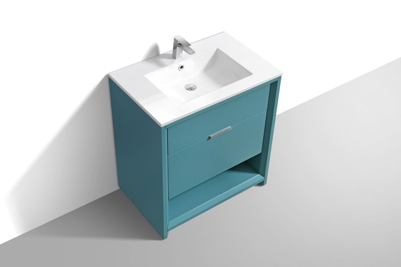 32″ Inch Nudo Kubebath Modern Bathroom Vanity In Teal Green Finish