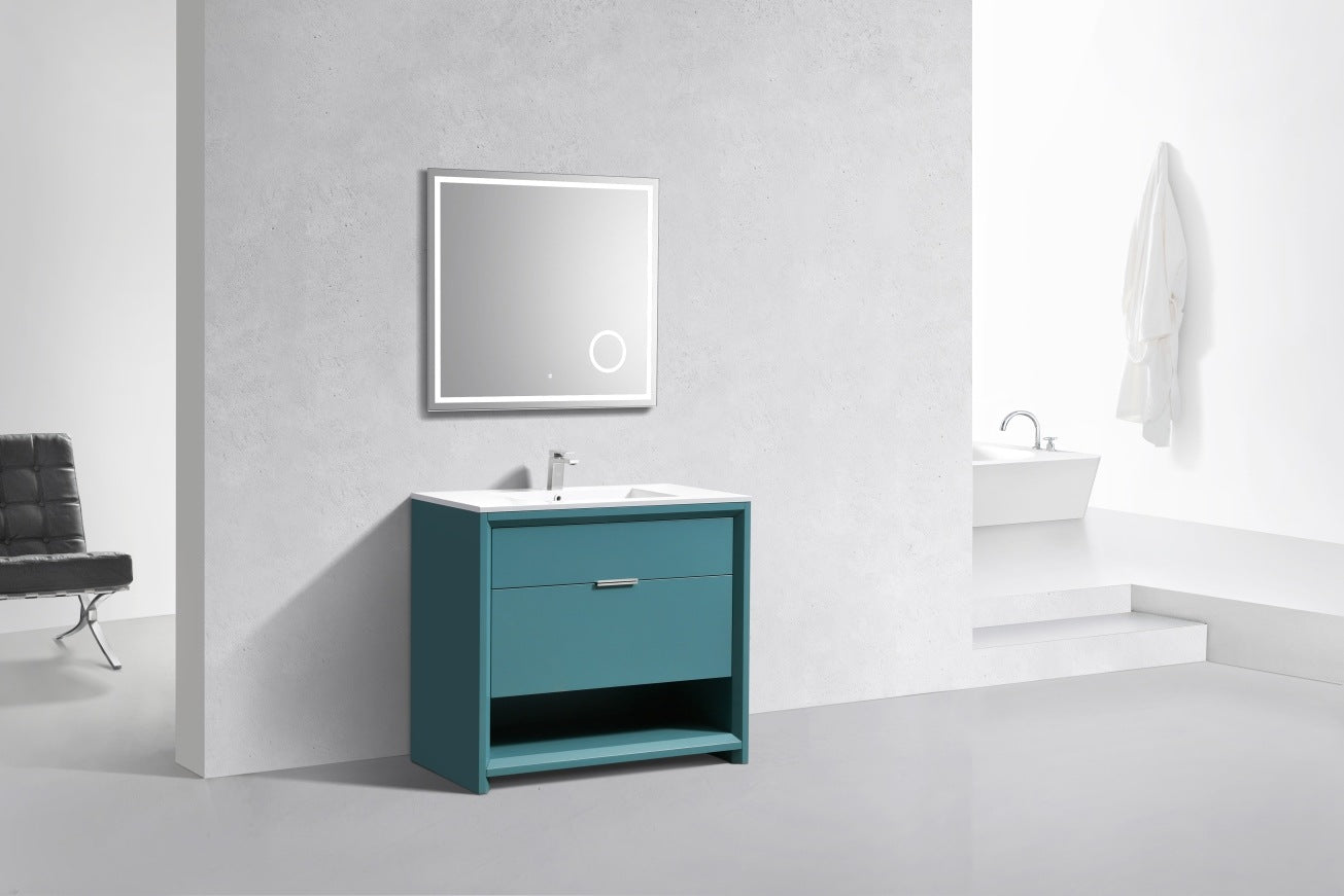 36″ Inch Nudo Kubebath Modern Bathroom Vanity In Teal Green Finish