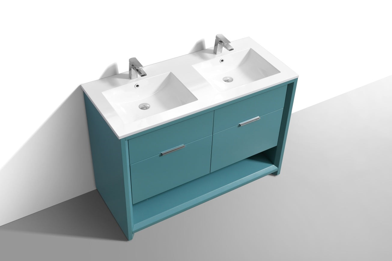 48″ Inch Double Sink Nudo Modern Bathroom Vanity In Teal Green Finish