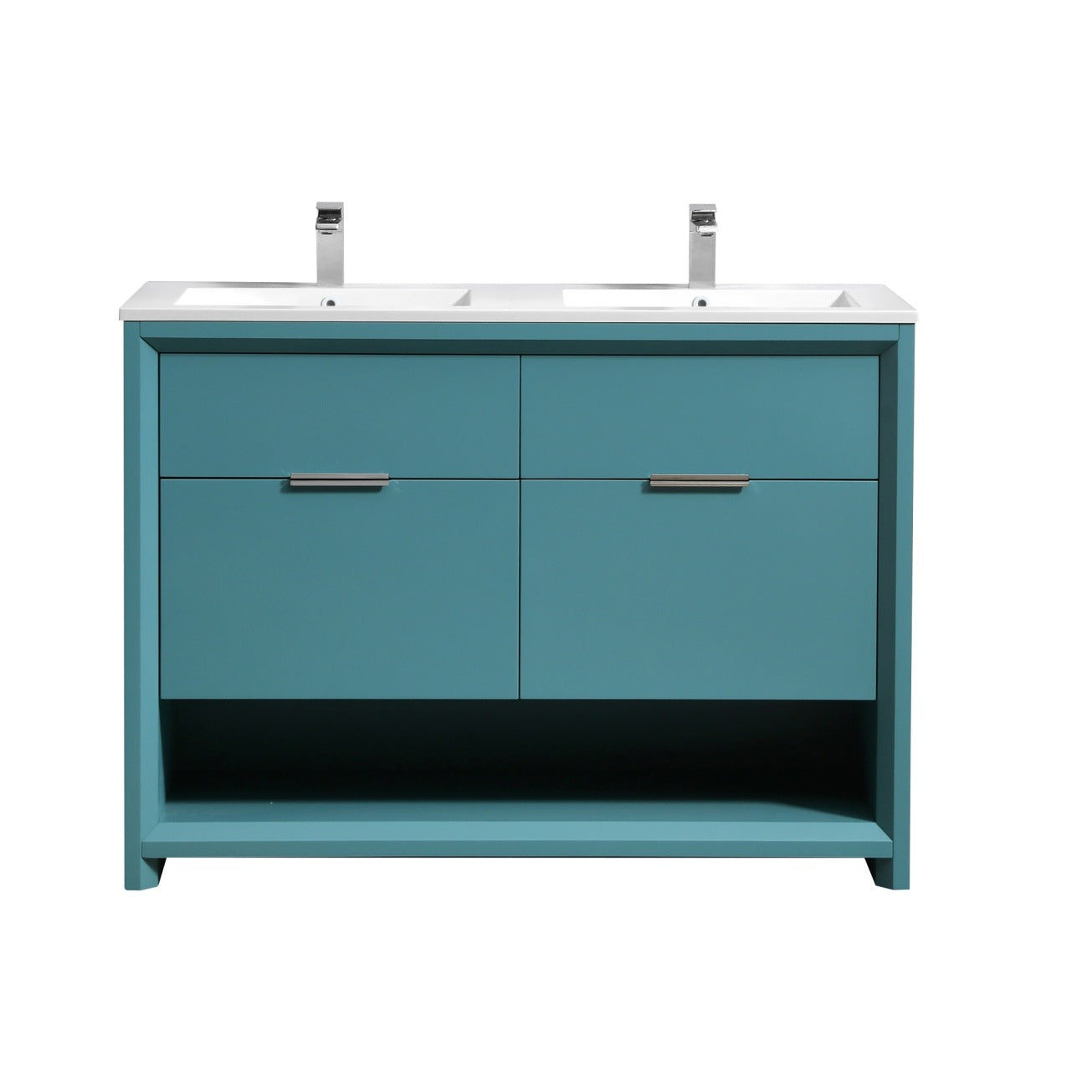 48″ Inch Double Sink Nudo Modern Bathroom Vanity In Teal Green Finish