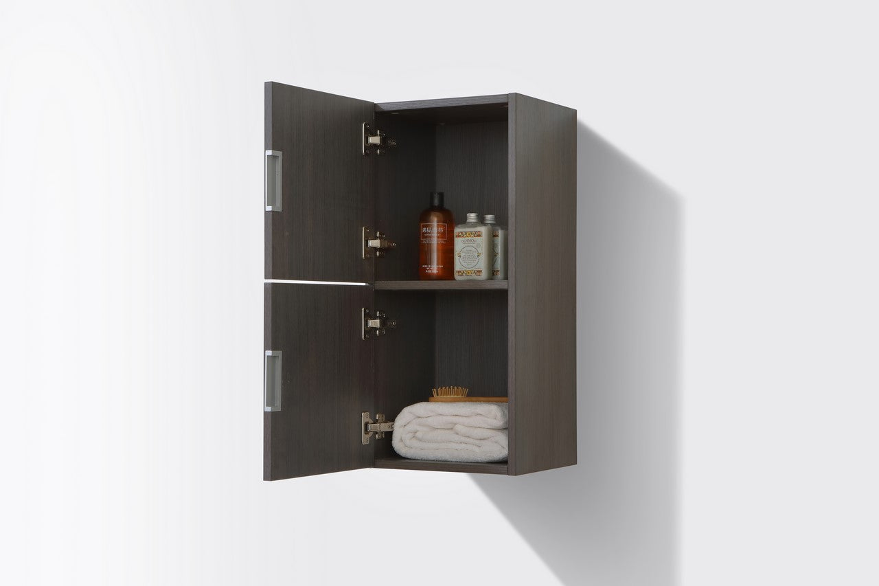 Bathroom Gray Oak Linen Side Cabinet w/ 2 Storage Areas