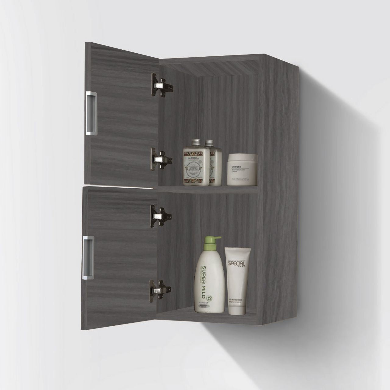 Bathroom Vulcan Ash Grey Linen Side Cabinet w/ 2 Storage Areas