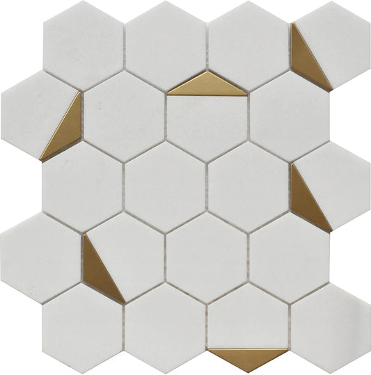 Thassos Hexagon 12″x13″ Mosaic