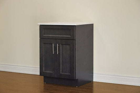 24″ Solid Wood Charcoal Shaker Style Vanity Dgs24 With Quartz Top