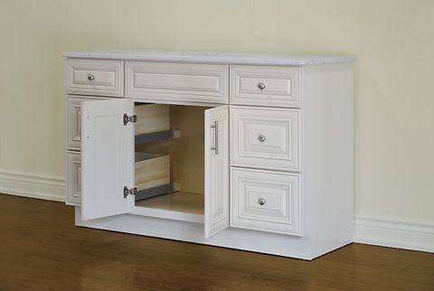 54" Inch Solid Wood Ivory White Classic Style Vanity Ic54 With Quartz Top