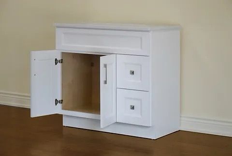 36″ Solid Wood White Shaker Style Vanity Ws36 With Quartz Top