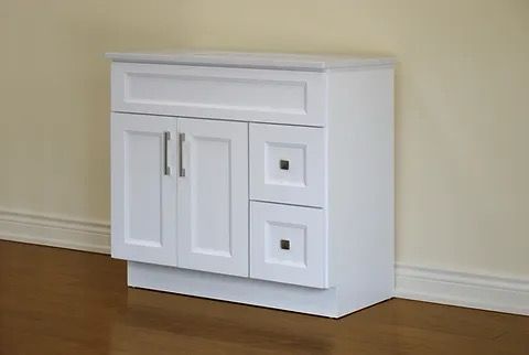 36″ Solid Wood White Shaker Style Vanity Ws36 With Quartz Top