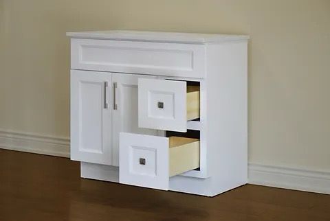 36″ Solid Wood White Shaker Style Vanity Ws36 With Quartz Top