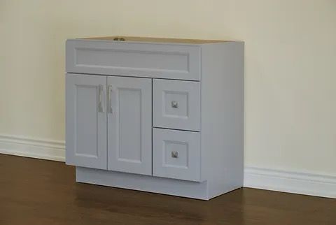 36″ Solid Wood Light Grey Shaker Style Vanity Gs36 With Quartz Top