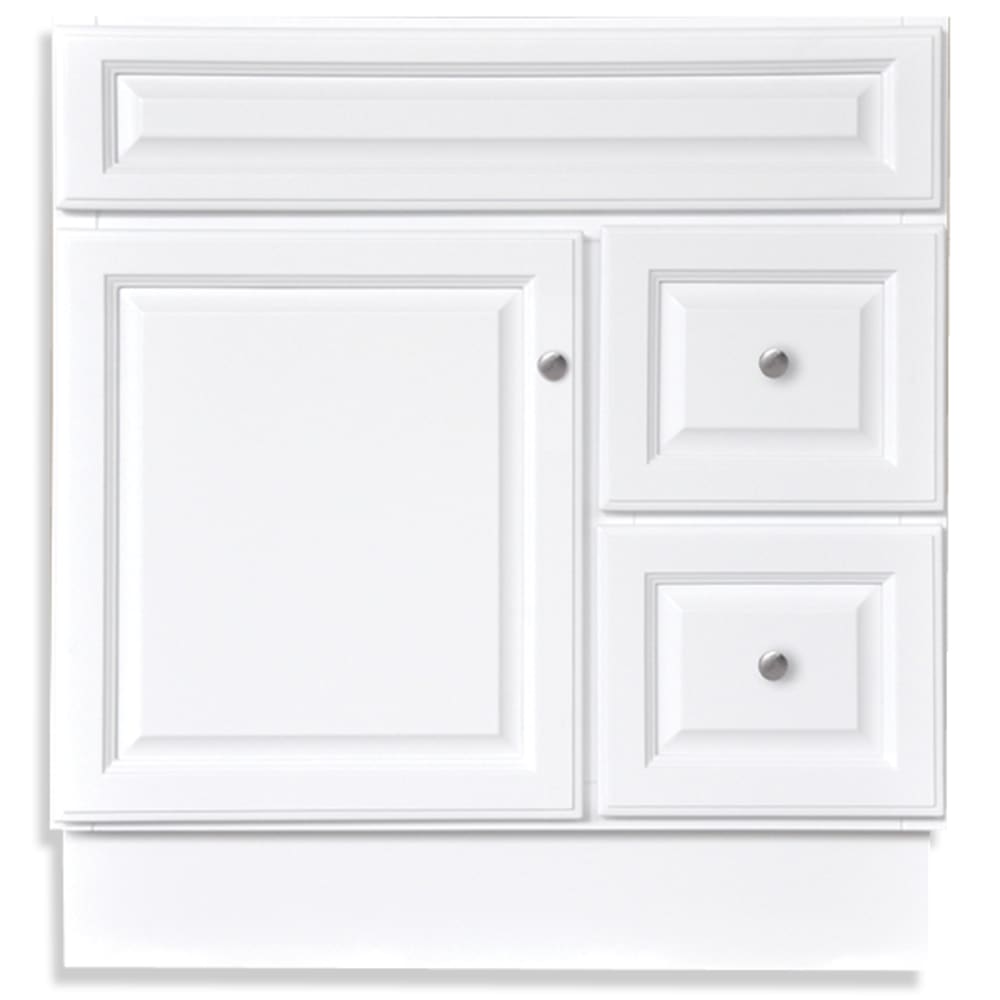 30" White Mdf Vanity With Drawers And Quartz Top