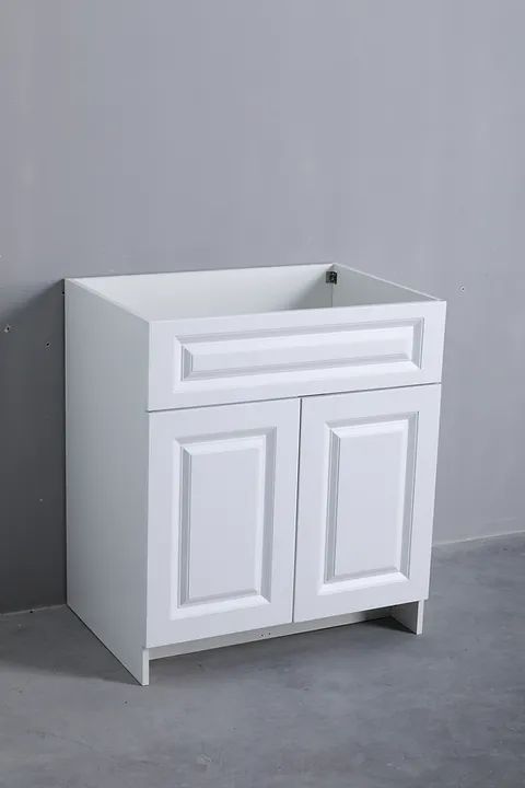 24" White Mdf Vanity Cabinet Only With Quartz Top