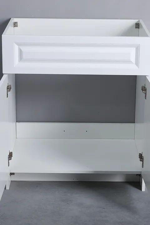 24" White Mdf Vanity Cabinet Only With Quartz Top