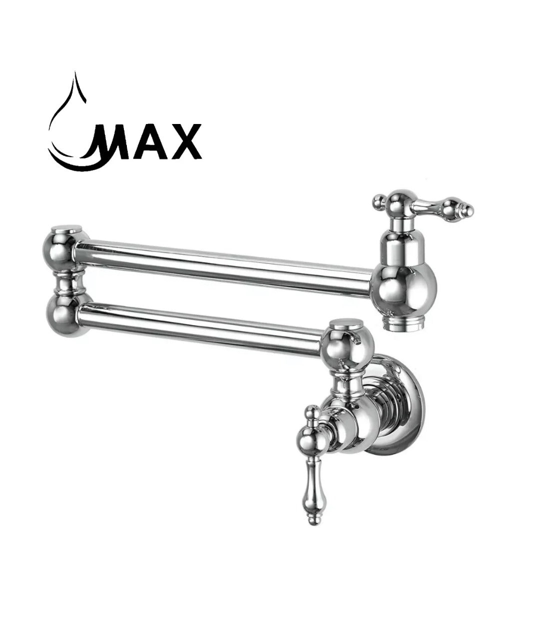 Pot Filler Faucet Double Handle Traditional Wall Mounted With Accessories 22" Chrome Finish PF-2008-C