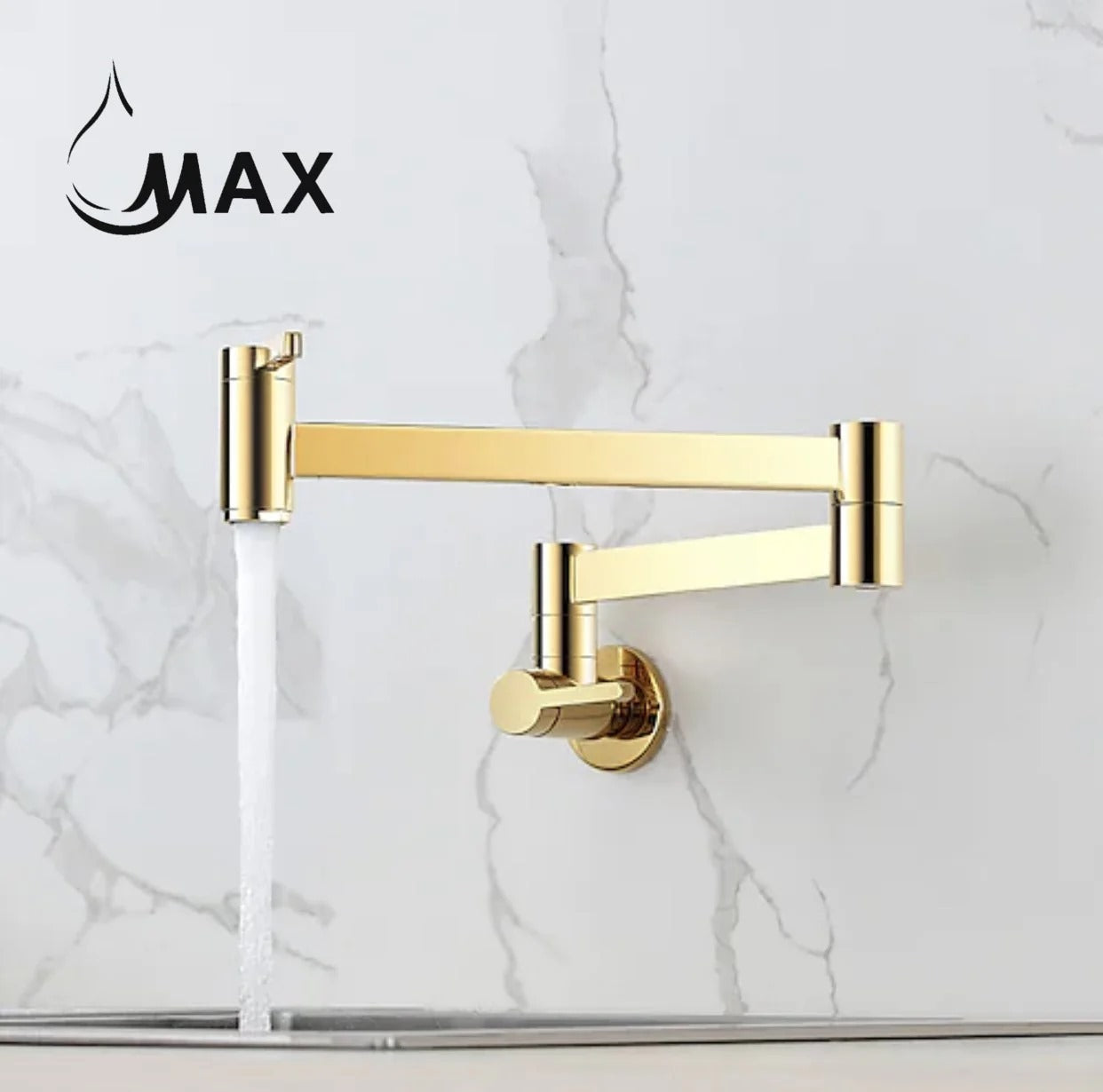 Pot Filler Faucet Double Handle Classic Wall Mounted 20" With Accessories Shiny Gold Finish PF-2000-SG