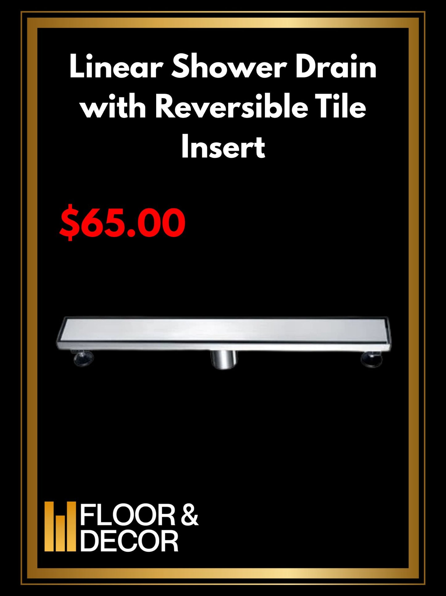 Linear Shower Drain with Reversible Tile Insert