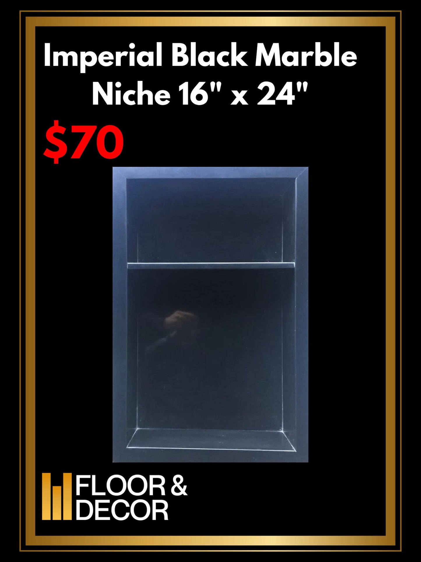 Imperial Black Marble Niche 16" x 24"