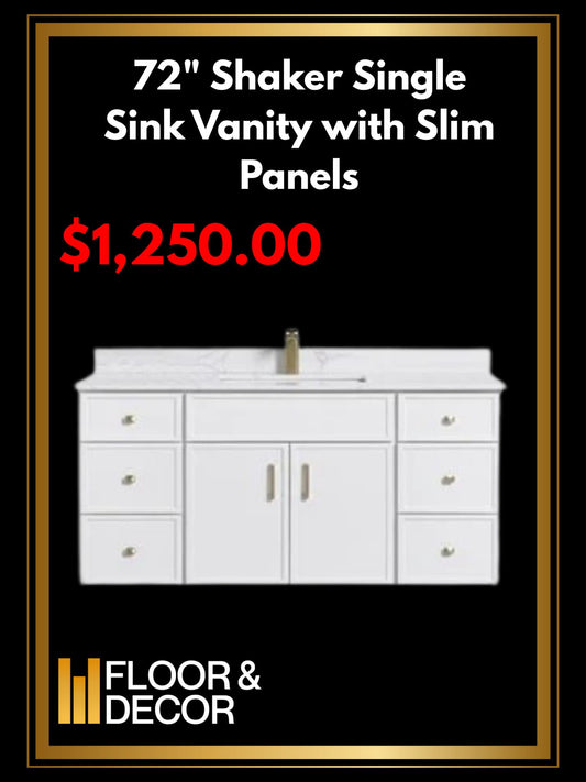 72" Slim Shaker Single Sink Vanity
