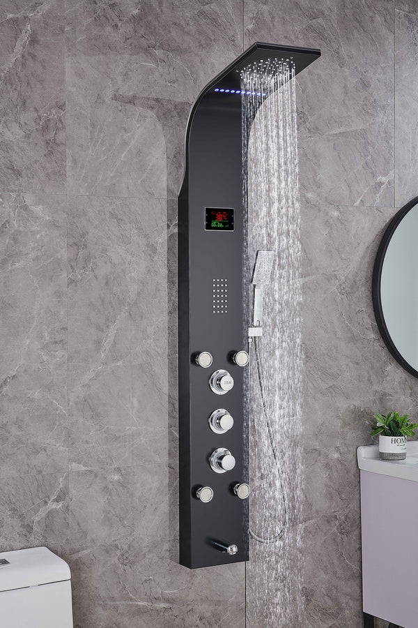 Luxury Shower Panel Tower Stainless Steel with LCD Screen-ZM26