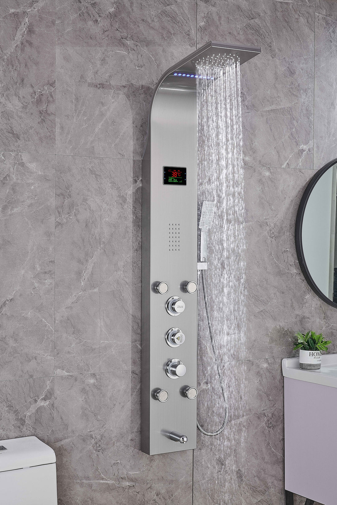 Luxury Shower Panel Tower Stainless Steel with LCD Screen-ZM26