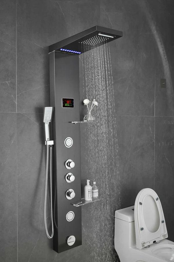 Luxury Shower Panel Tower Stainless Steel with LCD Screen-ZM8041