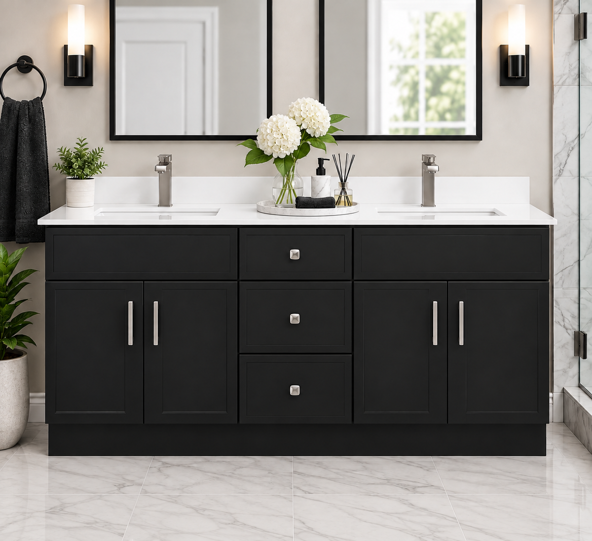 60" Slim Shaker Double Sink Vanity