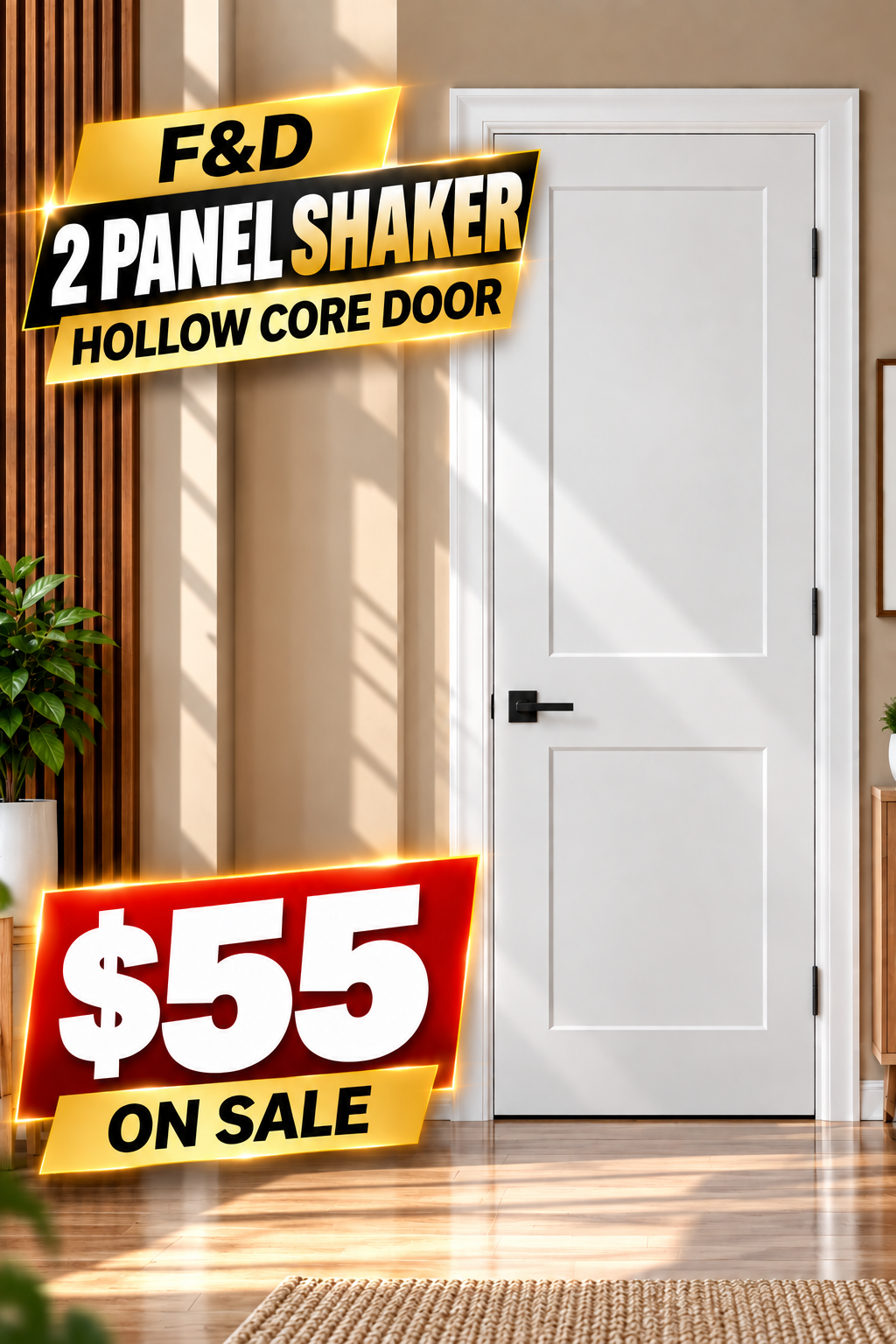 F&D 2 Panel Shaker Hollow Core Door