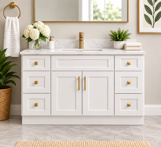 60" Inch Single Sink Solid Wood White Shaker Style Vanity Ws60 With Quartz Top