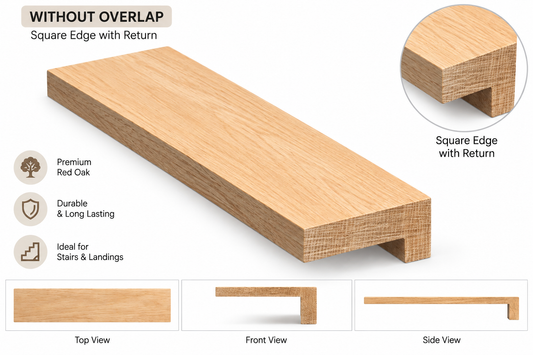 Red Oak Nosing 3/4" – Connect to Hardwood, Without Overlap