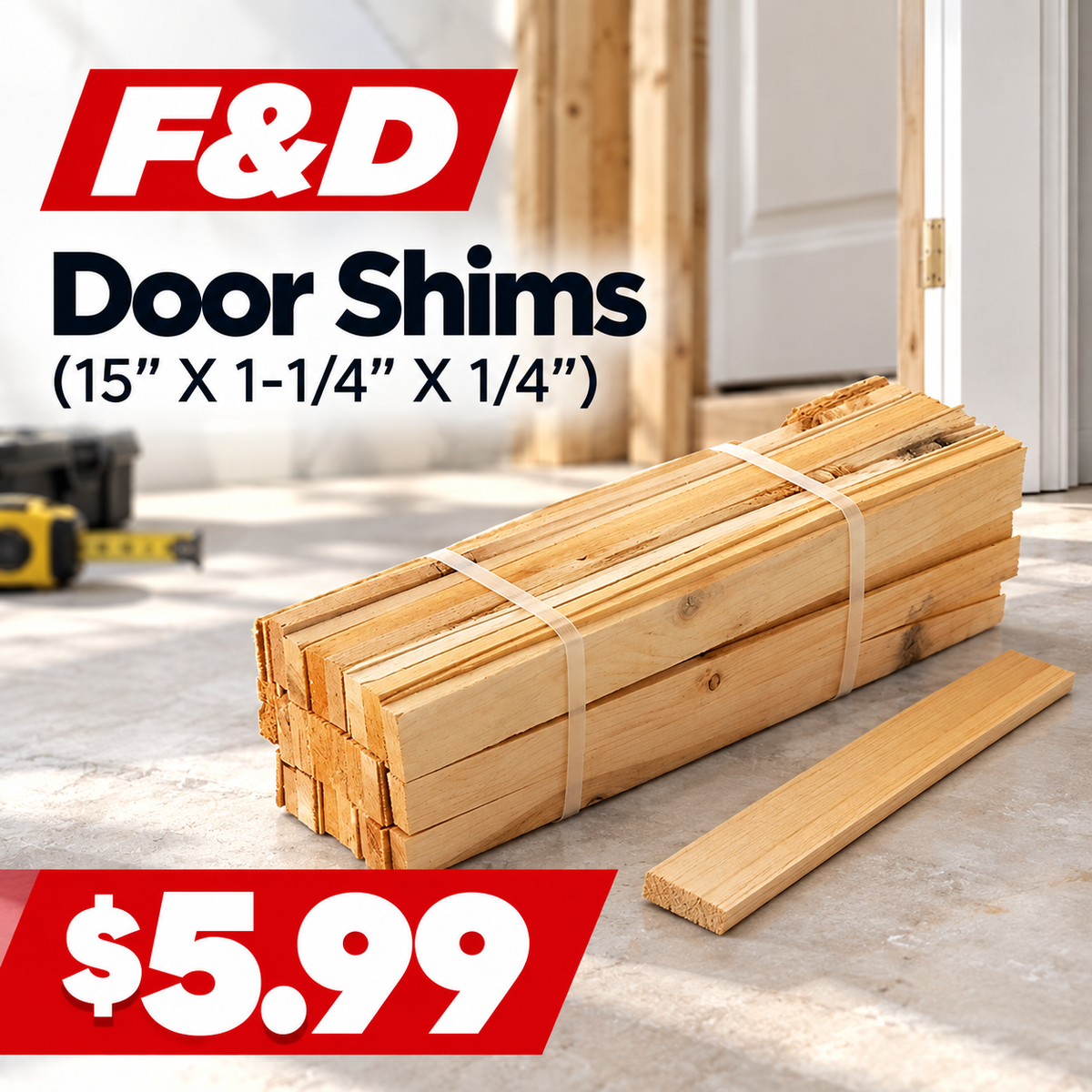 Door Shims (15" X 1-1/4" X 1/4")