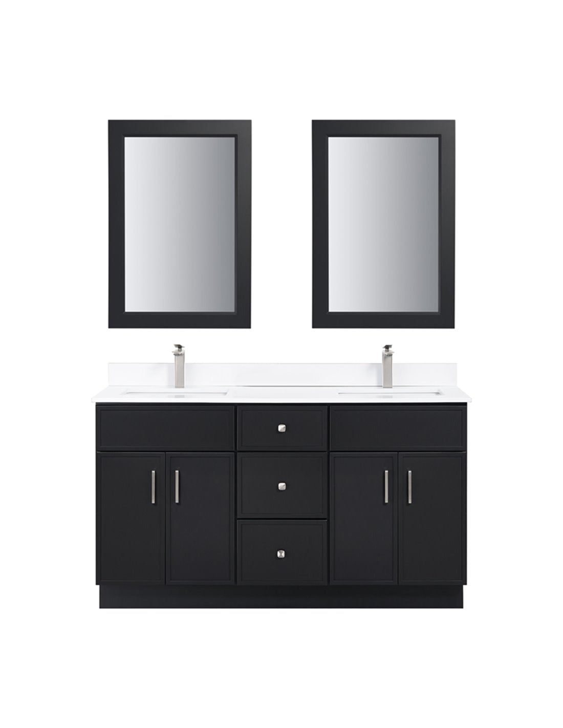 60" Shaker Double Sink Vanity with Slim Panels