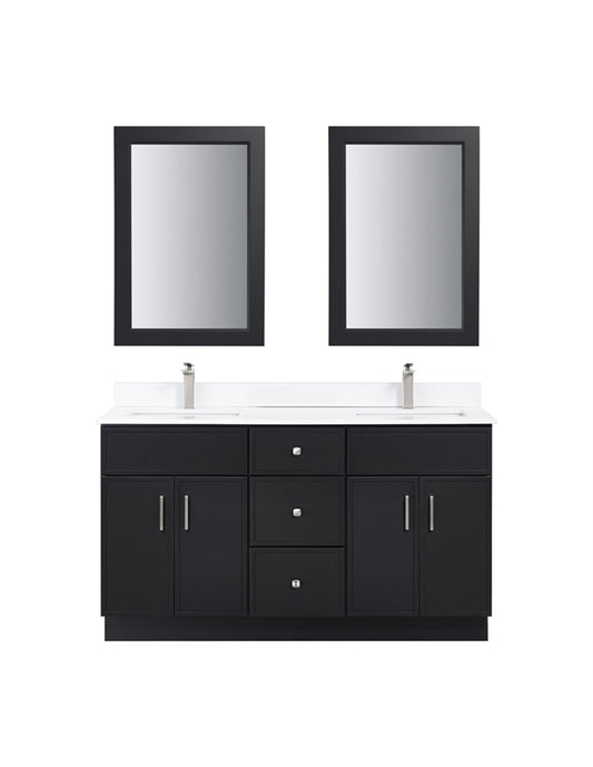 60" Shaker Double Sink Vanity with Slim Panels