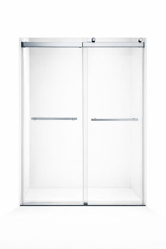 F&D Double Sliding Shower Glass Door - Chrome