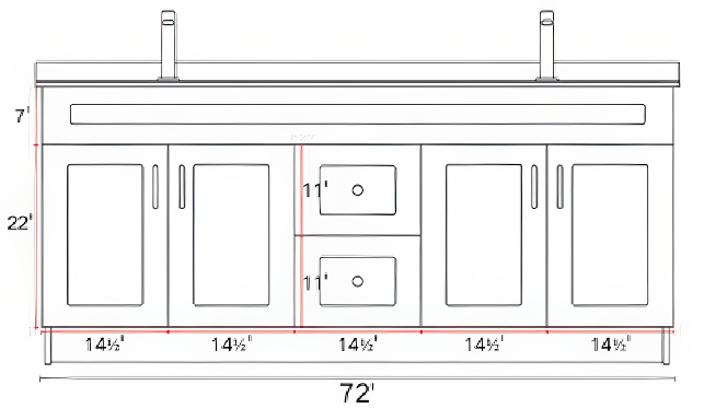 72" HDF Vanity With Quartz Top