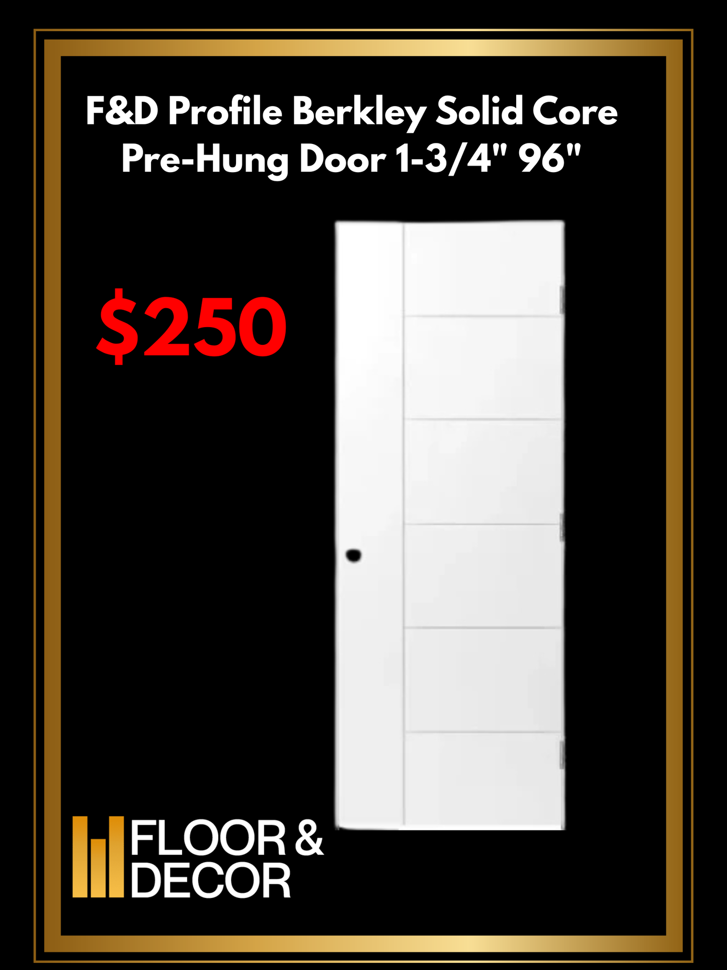 F&D Profile Berkley Solid Core Pre-Hung Door 1-3/4" 96"