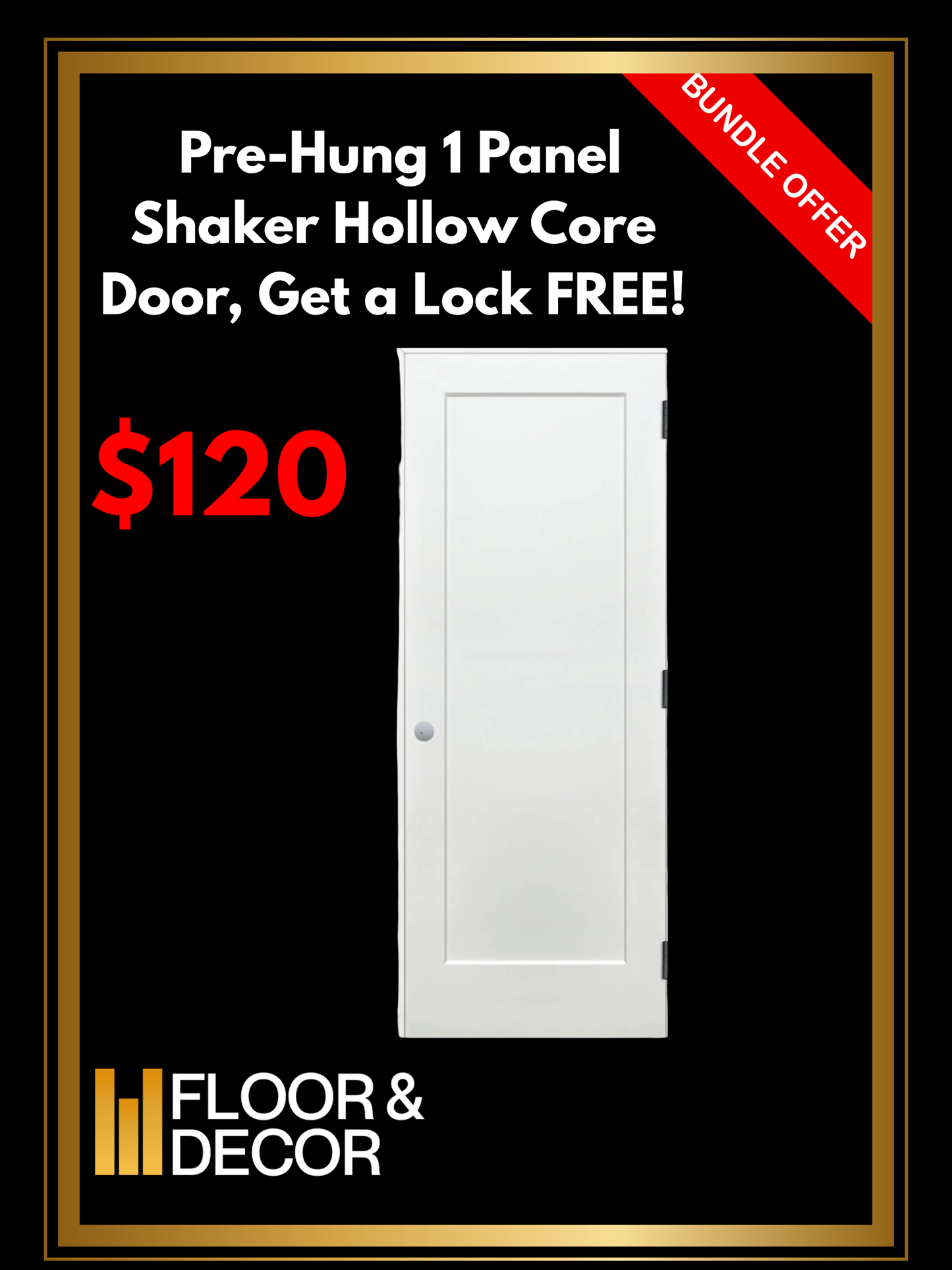 F&D Pre-Hung 1 Panel Shaker Hollow Core Door
