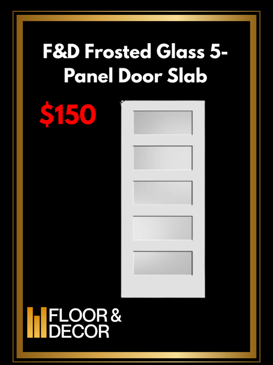 F&D Frosted Glass 5-Panel Door Slab