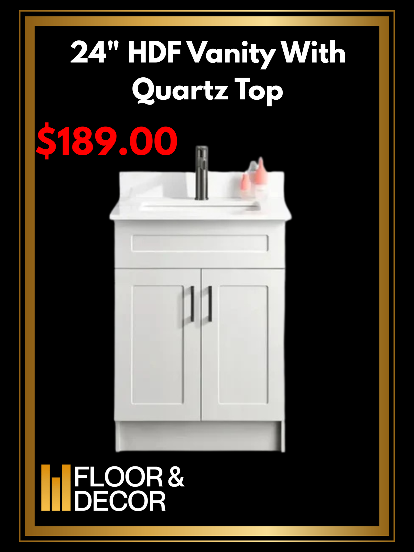 24" HDF Vanity With Quartz Top