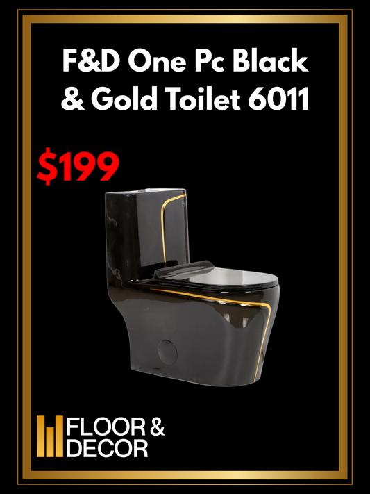 F&D One- Piece Toilet With Elongated Bowl Black & Gold 6011