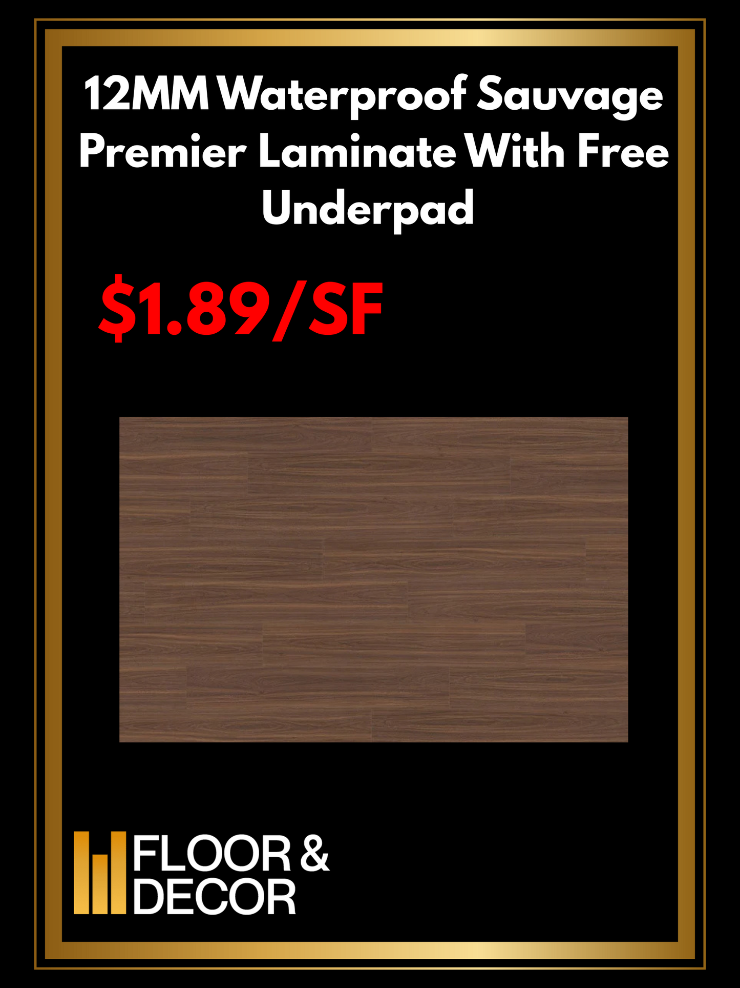 12MM Waterproof Sauvage Premier Laminate With Free Underpad @1.89/SF