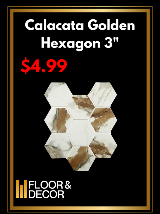 Calacata Golden Hexagon 3"