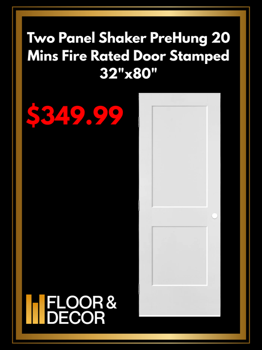 Two Panel Shaker PreHung 20 Mins Fire Rated Door Stamped