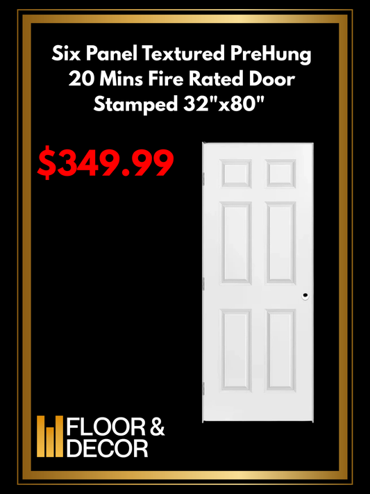 Six Panel Textured PreHung 20 Mins Fire Rated Door Stamped
