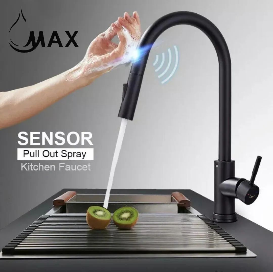 Smart Touch Kitchen Faucet Single Handle Pull-Out Matte Black Finish MY-S2020-MB