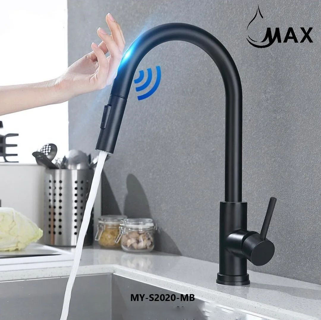 Smart Touch Kitchen Faucet Single Handle Pull-Out Matte Black Finish MY-S2020-MB