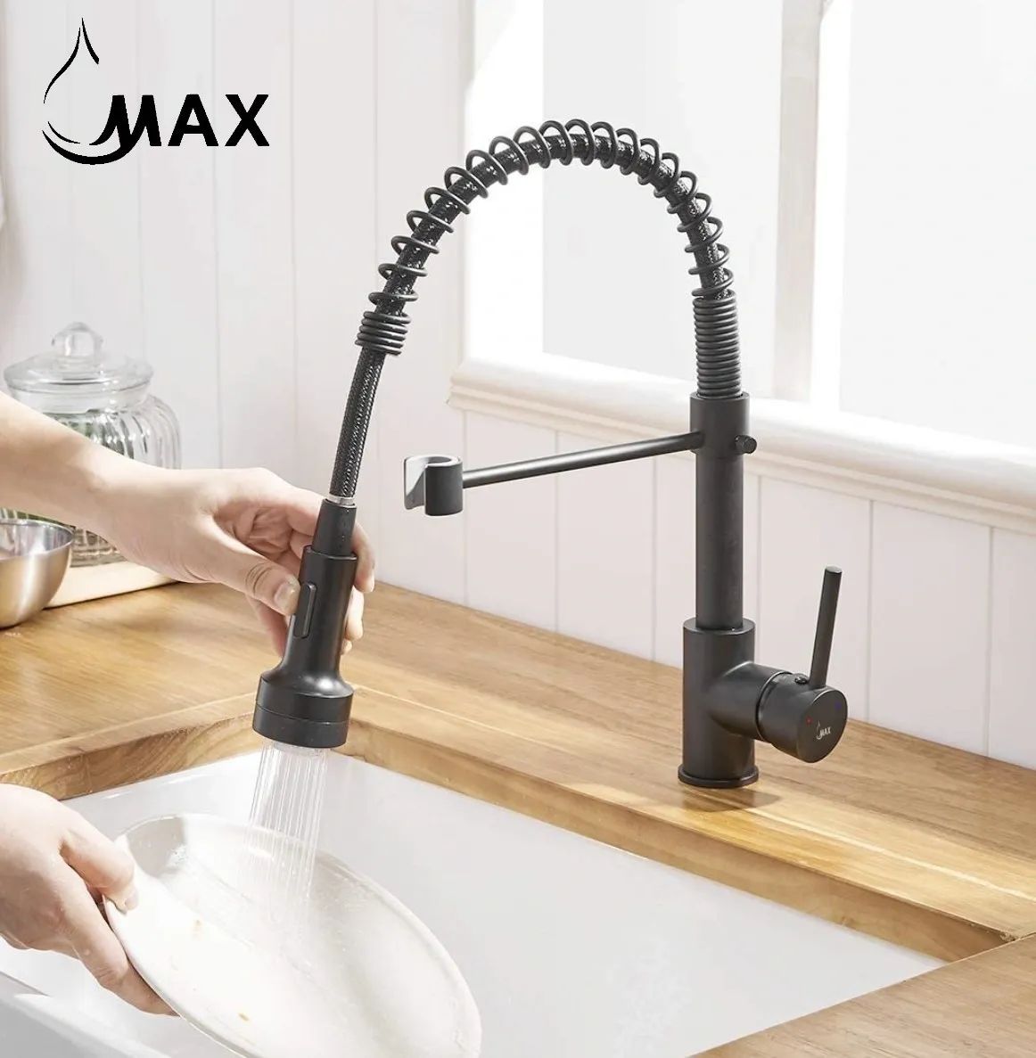 Pull-Down Kitchen Faucet Chef Style 16.5" Matte Black Finish M-18933-MB