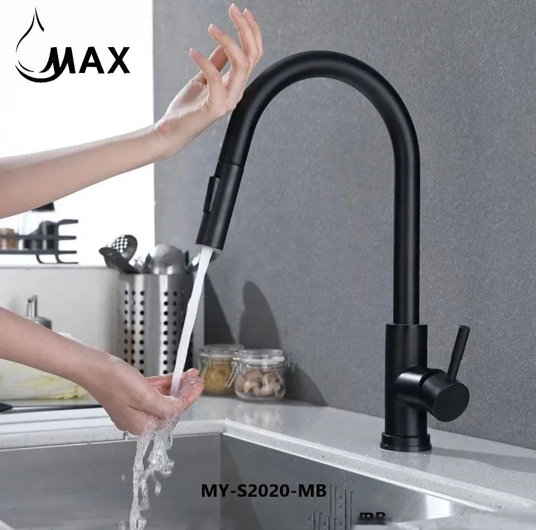 Smart Touch Kitchen Faucet Single Handle Pull-Out Matte Black Finish MY-S2020-MB